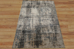 6x9 Beige, Taupe, Blue Color Hand Knotted Sherpa Bamboo Silk Modern Oriental Rug