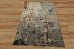 6x9 Gray, Taupe, Brown Color Hand Knotted Sherpa Wool Modern Oriental Rug