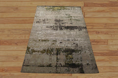 6x9 Beige, Taupe, Green Color Hand Knotted Sherpa Wool & Bamboo Silk Modern Oriental Rug