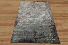 6x9 Gray, Aqua, Brown Color Hand Knotted Sherpa Wool & Bamboo Silk Modern Oriental Rug