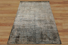 6x9 Taupe, Aqua, Brown Color Hand Loomed Sherpa Bamboo Silk Modern Oriental Rug