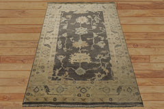 6x9 Taupe, Ivory, Gray Color Hand Knotted Oushak Wool Traditional Oriental Rug