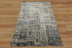 6x9 Gray, Beige, Slate Color Hand Loomed Sherpa Bamboo Silk Modern Oriental Rug