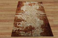 6x9 Brown, Rust, Gray Color Hand Knotted Sherpa Wool & Bamboo Silk Modern Oriental Rug