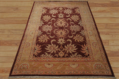 8x10 Maroon, Blush, Peach Color Hand Knotted Agra Wool Traditional Oriental Rug