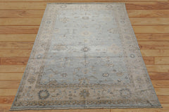 8x10 Blue, Beige, Brown Color Hand Knotted Oushak Bamboo Silk Traditional Oriental Rug