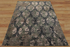8x10 Taupe, Blue, Gray Color Hand Knotted Tibetan Bamboo Silk Modern Oriental Rug