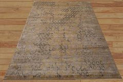 8x10 Taupe, Gray, Gold Color Hand Knotted Sherpa Bamboo Silk Modern Oriental Rug