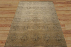 8x10 Beige, Gray, Tan Color Hand Knotted Tibetan Wool Transitional Oriental Rug