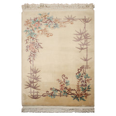 4x6 Traditional Wool Hand Woven Beige Oriental Area Rug