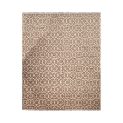 8x10 Taupe, Beige, Color Hand Knotted All-Over 100% Wool Contemporary Oriental Rug