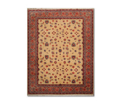 9x12 Beige, Apricot, Blue Color Hand Knotted All-Over 100% Wool Traditional-Persian/Oriental Oriental Rug