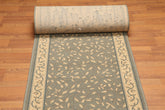 Runner Olive, Light Gold, Green Color Machine Made All-Over 100% Wool Traditional Oriental Rug