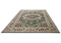10x14 Gray, Slate, Aqua Color Hand Knotted Oushak Wool Oriental Rug