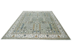 10x14 Mint, Ivory, Tan Color Hand Knotted Oushak Wool Transitional Oriental Rug