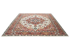 12x15 Rose, Ivory, Brown Color Hand Knotted Oushak Wool Oriental Rug