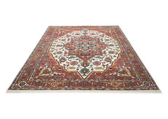 9x12 Rose, Rust, Ivory Color Hand Knotted Oushak Wool Oriental Rug