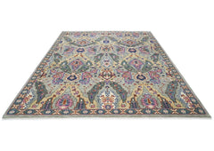 9x12 Slate, Gray, Pink Color Hand Knotted Oushak Wool Arts and Crafts Oriental Rug