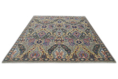 9x12 Gray, Tan, Rose Color Hand Knotted Oushak Wool Arts and Crafts Oriental Rug
