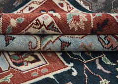 9x12 Blue, Slate, Burnt Orange Color Hand Knotted Oushak Wool Oriental Rug