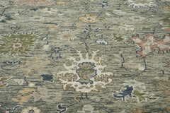 9x12 Mint, Beige, Gold Color Hand Knotted Oushak Wool Arts and Crafts Oriental Rug