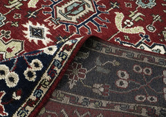 9x12 Rust, Navy, Beige Color Hand Knotted Oushak Wool Transitional Oriental Rug