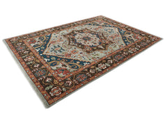 10x14 Gray, Rose, Green Color Hand Knotted Oushak Wool Oriental Rug