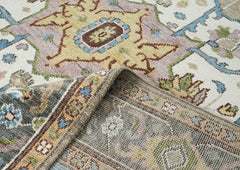 9x12 Beige, Tan, Ivory Color Hand Knotted Oushak Wool Oriental Rug