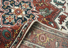 9x12 Ivory, Rust, Rose Color Hand Knotted Oushak Wool Oriental Rug