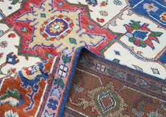 9x12 Navy, Burnt Orange, Ivory Color Hand Knotted Oushak Wool Oriental Rug
