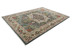 10x14 Gray, Ivory, Brown Color Hand Knotted Oushak Wool Oriental Rug