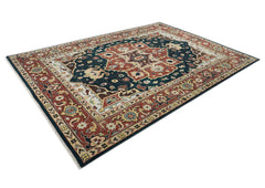 10x14 Green, Rust, Beige Color Hand Knotted Oushak Wool Oriental Rug