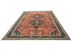 10x14 Burnt Orange, Dark Green, Teal Color Hand Knotted Oushak Wool Oriental Rug