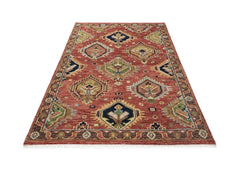 5x8 Rose, Gold, Lime Color Hand Knotted Oushak Wool Arts & Crafts Oriental Rug