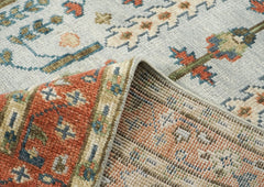 5x8 Gray, Blue, Burnt Orange Go Color Hand Knotted Oushak Wool Transitional Oriental Rug