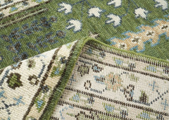 5x8 Green, Ivory, Blue Color Hand Knotted Oushak Wool Transitional Oriental Rug