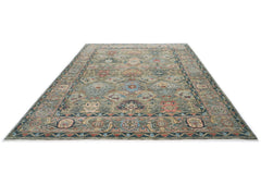 10x14 Gray, Moss, Rose Color Hand Knotted Oushak Wool Arts and Crafts Oriental Rug