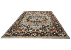 10x14 Gray, Green, Ivory Color Hand Knotted Oushak Wool Oriental Rug