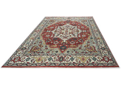 10x14 Rust, Red, Ivory Color Hand Knotted Oushak Wool Oriental Rug