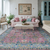 Pink, Blue 9'11"x14 Hand Knotted Oushak Transitional Wool Oriental Area Rug