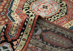 9x12 Burnt Orange, Lime, Beige Color Hand Knotted Oushak Wool Traditional Oriental Rug