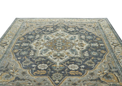 9x12 Blue, Gray, Beige Color Hand Knotted Oushak Wool Oriental Rug