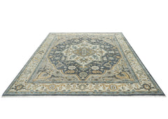 9x12 Blue, Gray, Beige Color Hand Knotted Oushak Wool Oriental Rug