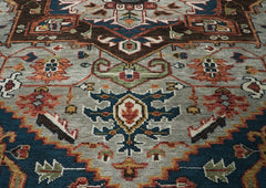 10x14 Gray, Rose, Green Color Hand Knotted Oushak Wool Oriental Rug