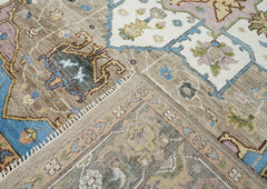 9x12 Beige, Tan, Ivory Color Hand Knotted Oushak Wool Oriental Rug
