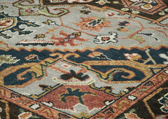 9x12 Slate, Brown, Green Color Hand Knotted Oushak Wool Oriental Rug