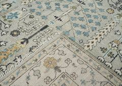9x12 Gray, Beige, Blue Color Hand Knotted Oushak Wool Transitional Oriental Rug