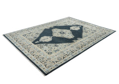 9x12 Gray, Blue, Taupe Color Hand Knotted Oushak Wool Oriental Rug