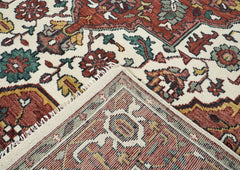 9x12 Ivory, Rust, Rose Color Hand Knotted Oushak Wool Oriental Rug