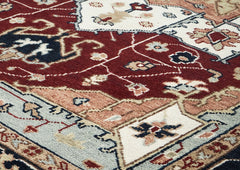 9x12 Rust, Ivory, Blue Color Hand Knotted Oushak Wool Oriental Rug